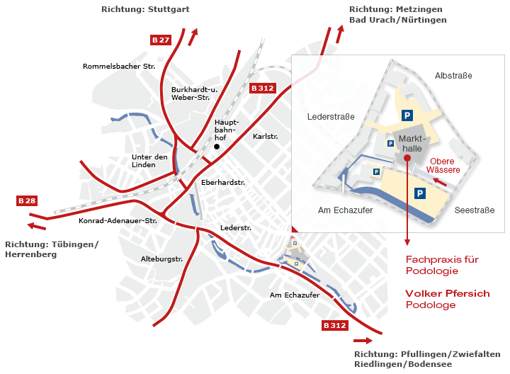 Anfahrt zur Podologenpraxis Pfersich